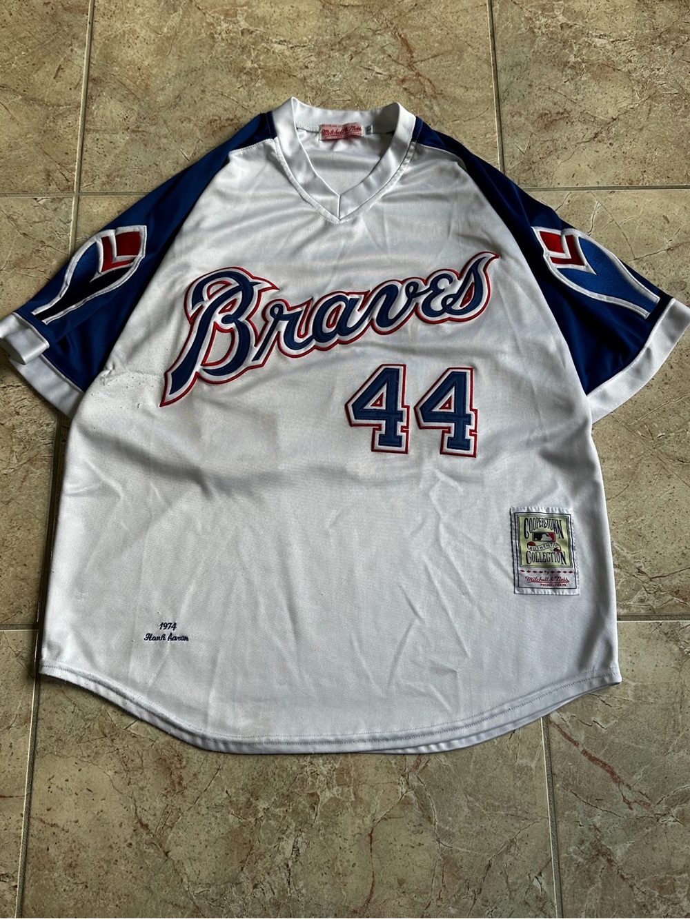 1974 Hank Aaron Atlanta Braves Mitchell & Ness Cooperstown Collection Jersey